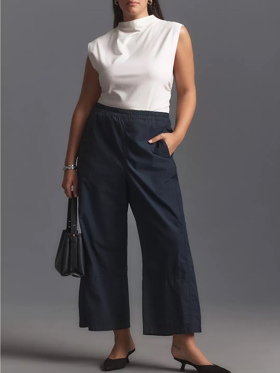 Pilcro Pants - Anthropologie Pilcro Izzie Relaxed Poplin Pull-On Barrel Pants Size 1X Cropped